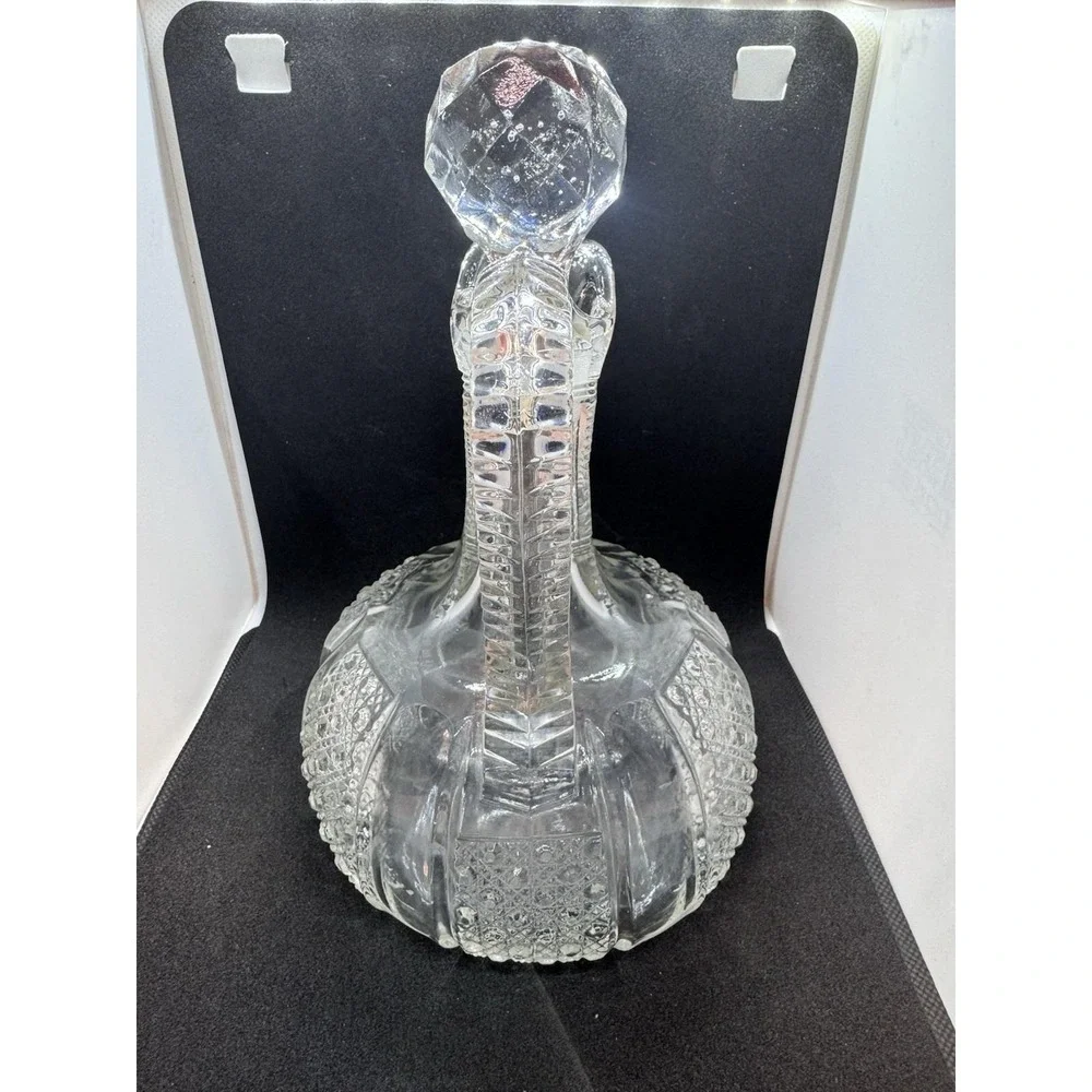 Antique 1898 McKee Glass EAPG Cruet Rainbow Clear Pattern Decanter / Stopper